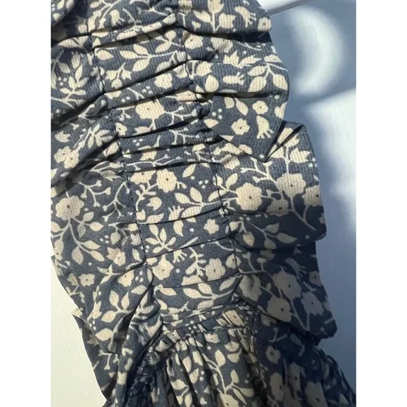 Jodifl Navy Blue Floral Ruffle Strap Square Neck Top H9168 Womens Large - Picture 5 of 6